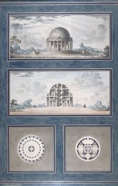 Ontwerp voor een huis voor een kosmopoliet, 1783 door Antoine Laurent Thomas Vaudoyer